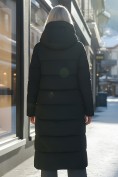 Купить Пальто утепленное стеганное зимнее с капюшоном женское черного цвета 9606Ch, фото 4