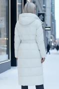 Купить Пальто утепленное стеганное зимнее с капюшоном женское бежевого цвета 9609B, фото 2