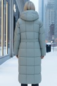 Купить Пальто утепленное стеганное зимнее с капюшоном женское зеленого цвета 9609Z, фото 2