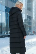 Купить Пальто утепленное стеганное зимнее с капюшоном женское черного цвета 9610Ch, фото 3