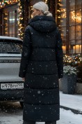 Купить Пальто утепленное стеганное зимнее с капюшоном женское черного цвета 9611Ch, фото 4