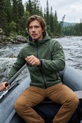 Купить Ветровка мужская софтшелл виндстоппер с капюшоном спортивная цвета хаки 9611_1Kh, фото 6