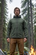 Купить Ветровка мужская софтшелл виндстоппер с капюшоном спортивная цвета хаки 9611_1Kh, фото 5