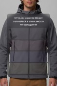 Купить Ветровка мужская софтшелл виндстоппер с капюшоном спортивная темно-серого цвета 9611_1TC, фото 7
