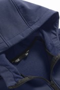 Купить Ветровка мужская софтшелл виндстоппер с капюшоном спортивная темно-синего цвета 9611_1TS, фото 18