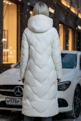 Купить Пальто утепленное стеганное зимнее с капюшоном женское бежевого цвета 9612B, фото 4