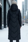 Купить Пальто утепленное стеганное зимнее с капюшоном женское черного цвета 9612Ch, фото 3