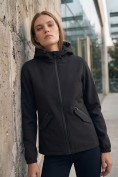 Купить Ветровка женская софтшелл виндстоппер с капюшоном спортивная черного цвета 9612_1Ch, фото 8