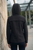 Купить Ветровка женская софтшелл виндстоппер с капюшоном спортивная черного цвета 9612_1Ch, фото 9