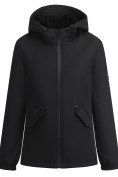 Купить Ветровка женская софтшелл виндстоппер с капюшоном спортивная черного цвета 9612_1Ch