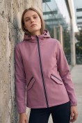 Купить Ветровка женская софтшелл виндстоппер с капюшоном спортивная малинового цвета 9612_1M