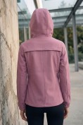 Купить Ветровка женская софтшелл виндстоппер с капюшоном спортивная малинового цвета 9612_1M, фото 2