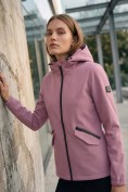 Купить Ветровка женская софтшелл виндстоппер с капюшоном спортивная малинового цвета 9612_1M, фото 3