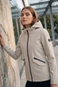 Купить Ветровка женская софтшелл виндстоппер с капюшоном спортивная серого цвета 9612_1Sr, фото 2