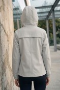 Купить Ветровка женская софтшелл виндстоппер с капюшоном спортивная серого цвета 9612_1Sr, фото 3