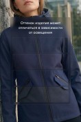 Купить Ветровка женская софтшелл виндстоппер с капюшоном спортивная темно-синего цвета 9612_1TS, фото 11