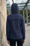 Купить Ветровка женская софтшелл виндстоппер с капюшоном спортивная темно-синего цвета 9612_1TS, фото 3