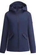 Купить Ветровка женская софтшелл виндстоппер с капюшоном спортивная темно-синего цвета 9612_1TS, фото 4