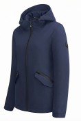Купить Ветровка женская софтшелл виндстоппер с капюшоном спортивная темно-синего цвета 9612_1TS, фото 6