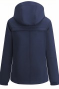 Купить Ветровка женская софтшелл виндстоппер с капюшоном спортивная темно-синего цвета 9612_1TS, фото 7