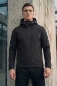 Купить Ветровка мужская софтшелл виндстоппер с капюшоном спортивная черного цвета 9613_1Ch, фото 3