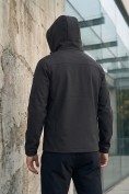Купить Ветровка мужская софтшелл виндстоппер с капюшоном спортивная черного цвета 9613_1Ch, фото 2