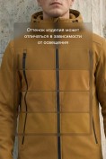 Купить Ветровка мужская софтшелл виндстоппер с капюшоном спортивная горчичного цвета 9613_1G, фото 11