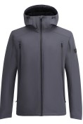 Купить Ветровка мужская софтшелл виндстоппер с капюшоном спортивная темно-серого цвета 9613_1TC