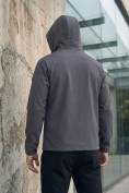Купить Ветровка мужская софтшелл виндстоппер с капюшоном спортивная темно-серого цвета 9613_1TC, фото 9