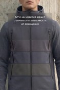 Купить Ветровка мужская софтшелл виндстоппер с капюшоном спортивная темно-серого цвета 9613_1TC, фото 11
