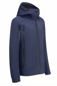 Купить Ветровка мужская софтшелл виндстоппер с капюшоном спортивная темно-синего цвета 9613_1TS, фото 3