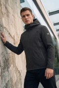 Купить Ветровка мужская софтшелл виндстоппер с капюшоном спортивная черного цвета 9613_2Ch