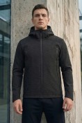 Купить Ветровка мужская софтшелл виндстоппер с капюшоном спортивная черного цвета 9613_2Ch, фото 2