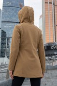 Купить Парка женская софтшелл виндстоппер удлинённая с капюшоном горчичного цвета 9614_1G, фото 2