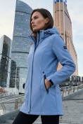 Купить Парка женская софтшелл виндстоппер удлинённая с капюшоном голубого цвета 9614_1Gl, фото 3