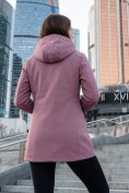 Купить Парка женская софтшелл виндстоппер удлинённая с капюшоном малинового цвета 9614_1M, фото 3