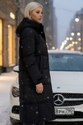 Купить Пальто утепленное стеганное зимнее с капюшоном женское черного цвета 9615Ch, фото 2