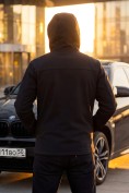 Купить Ветровка мужская софтшелл виндстоппер с капюшоном спортивная черного цвета 9615_1Ch, фото 3