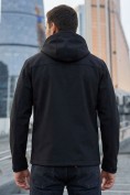 Купить Ветровка мужская софтшелл виндстоппер с капюшоном спортивная черного цвета 9615_1Ch, фото 5