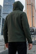 Купить Ветровка мужская софтшелл виндстоппер с капюшоном спортивная цвета хаки 9615_1Kh, фото 2