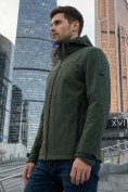 Купить Ветровка мужская софтшелл виндстоппер с капюшоном спортивная цвета хаки 9615_1Kh