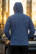 Купить Ветровка мужская софтшелл виндстоппер с капюшоном спортивная синего цвета 9615_1S, фото 4