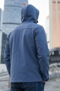 Купить Ветровка мужская софтшелл виндстоппер с капюшоном спортивная синего цвета 9615_1S, фото 6