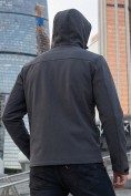 Купить Ветровка мужская софтшелл виндстоппер с капюшоном спортивная темно-серого цвета 9615_1TC, фото 3