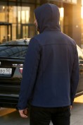 Купить Ветровка мужская софтшелл виндстоппер с капюшоном спортивная темно-синего цвета 9615_1TS, фото 3