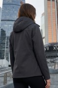 Купить Ветровка женская софтшелл виндстоппер с капюшоном спортивная черного цвета 9616_1Ch, фото 2