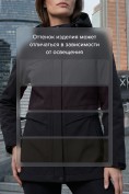 Купить Ветровка женская софтшелл виндстоппер с капюшоном спортивная черного цвета 9616_1Ch, фото 4
