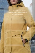 Купить Ветровка женская софтшелл виндстоппер с капюшоном спортивная горчичного цвета 9616_1G, фото 2
