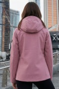 Купить Ветровка женская софтшелл виндстоппер с капюшоном спортивная малинового цвета 9616_1M, фото 2