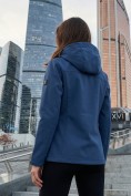 Купить Ветровка женская софтшелл виндстоппер с капюшоном спортивная синего цвета 9616_1S, фото 3